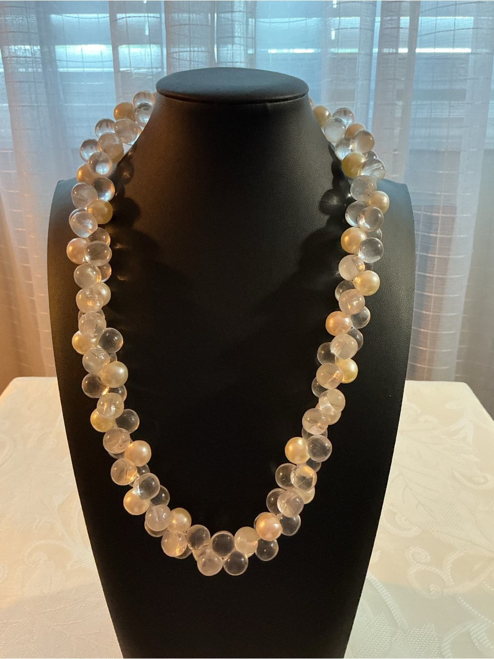 R.J. Graviano “Bubbleicious” Vintage Lucite and Faux Pearl Necklace